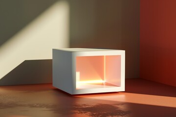 A colorful nightstand sits in front of a wall