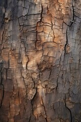 Close up of the bark of a burnt tree trunk