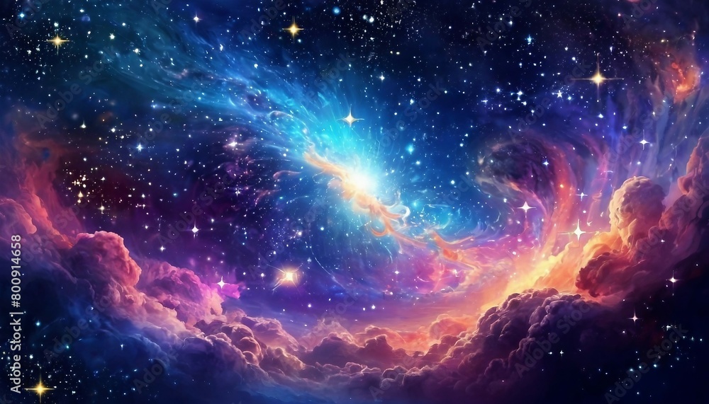 Wall mural abstract celestial background with cosmic elements and starry motifs.