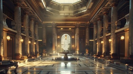 A captivating image of a museum's grand lobby, with its impressive scale and elegant furnishings.