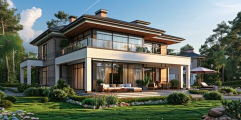 Fototapeta premium A beautiful house with a modern design