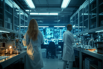 Fototapeta premium Scientists conducting research in a high-tech laboratory