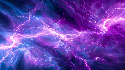 Luminous purple neon lightning bolts amidst vivid cyan wave formations, isolated on a solid white background."