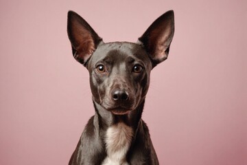 Portrait of Xoloitzcuintli dog looking at camera, copy space. Studio shot.