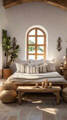 Fototapeta premium Elegant bedroom with a rustic touch