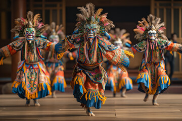 Vibrant traditional dance performance in colorful costumes