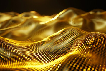 Luxurious and elegant, harmonious gold fractal waves shimmer with metallic brilliance.