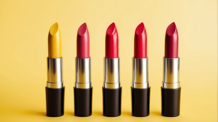 Obraz premium lipstick variation on yellow background from Generative AI
