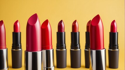 Obraz premium lipstick variation on yellow background from Generative AI