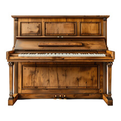 Wooden piano in a living room isolated on transparent background