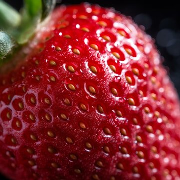 Close-up of a fresh strawberry with water drops