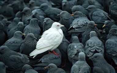 The Lone White Bird, In a Sea of Feathers, The Remarkable White Bird in a Crowd, Outlier Avifauna