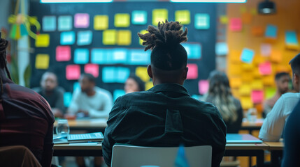 Encourage team members to contribute to the wall by adding relevant keywords or insights.