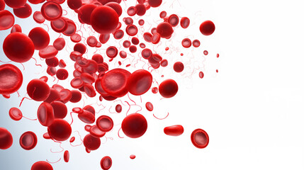 Erythrocytes blood cell stream isolated on white background