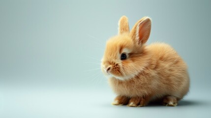 Little brown rabbit isolated on white background.AI generated image.