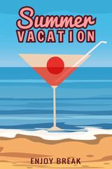 Summer Vacation poster sea ocean beach cocktail party