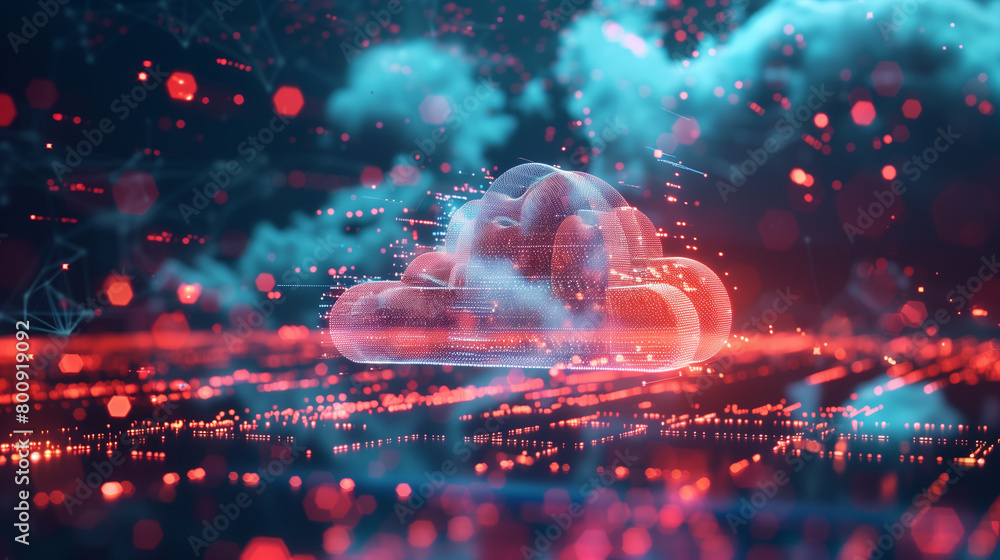Poster cloud computing and digital networking, global connection concept with futuristic cyberspace backgro