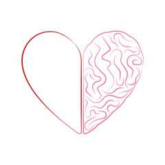 Brain and Heart Logo Symbol. Vector Illustration. 