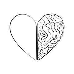 Brain and Heart Logo Symbol. Vector Illustration. 