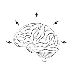 Brain. Brainstorm Logo Symbol. Creativity and Thinking Idea Concept. Vector Illustration. 