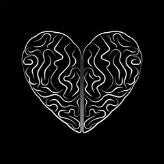 Brain and Heart Logo Symbol. Vector Illustration. 