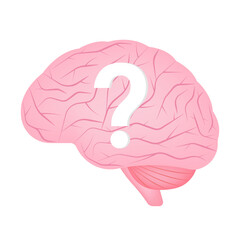 Question. Brain with Question Mark. Vector Illustration. 