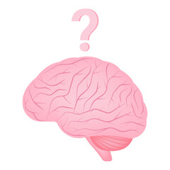 Question. Brain with Question Mark. Vector Illustration. 