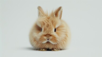 Little brown rabbit isolated on white background.AI generated image.