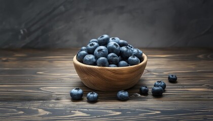 Freshly picked blueberries in a wooden bowl. Healthy berry, organic food, antioxidant