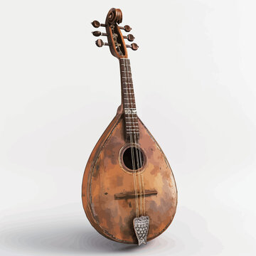 Russian lute isolated on a white background. 3d render.