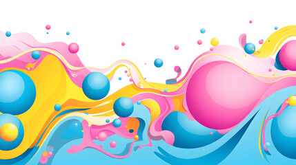 Obraz premium Digital retro cartoon bubbly juicy swirls geometric pattern graphics poster background