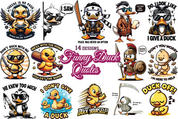 Funny Duck Quotes vector Bundle tshirt design