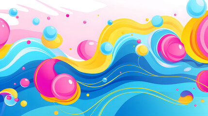 Digital retro cartoon bubbly juicy swirls geometric pattern graphics poster background