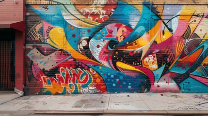 A graffiti art alleyway transformed into a vibrant outdoor gallery of urban expression.