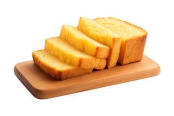 Sliced pound cake isolated on transparent or white background, png