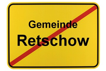 Illustration eines Ortsschildes der Gemeinde Retschow in Mecklenburg-Vorpommern
