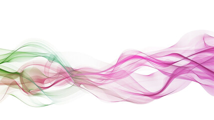 Lively pink and green gradient waveforms pulsating with creativity, isolated on a solid white background.