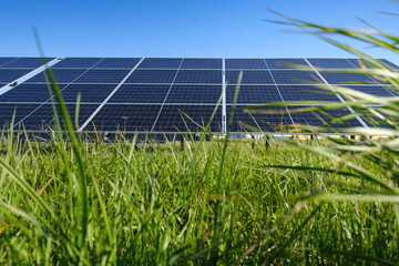 Solar panels photovoltaic power station. Alternative sources of electricity. Green and clean energy power