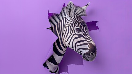 Fototapeta na wymiar Playful Zebra: Photorealistic Scene with Minimalist Background