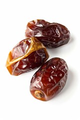 Dried dates fruits isolated on white background, Generative AI,