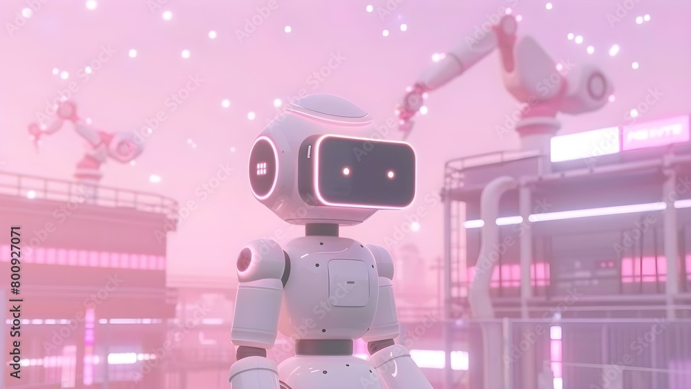 Poster industry 40 uses ai and robotic arms to create virtual reality networks . concept emerging technolog