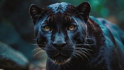 Cool wild black panther closeup