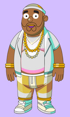 Obraz premium Confident, stylish, and unapologetically himself: a trendsetting fat man exudes urban charm in his unique ensemble, owning every moment