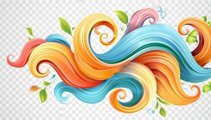 Fototapeta premium harmonious patterns swirling in an abstract shape isolated on a transparent background.