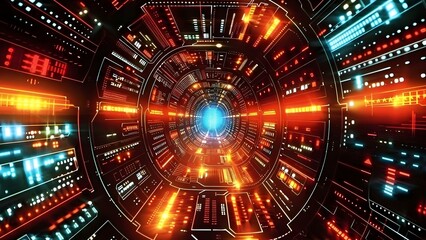 Obraz premium Background of digital virtual cyberspace technology . Concept Cybersecurity, Virtual Reality, Artificial Intelligence, Data Privacy, Augmented Reality