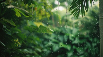 Fototapeta premium raindrops on a window with a blurry background