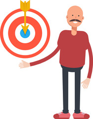 Bald Man Character Holding Dart
