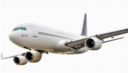 Obraz premium Modern passenger airliner during flight, isolated on white background, side view 