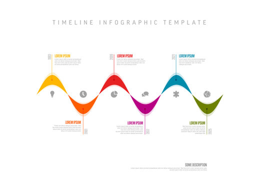 Color line multipurpose thread horizontal timeline infographic template with icons