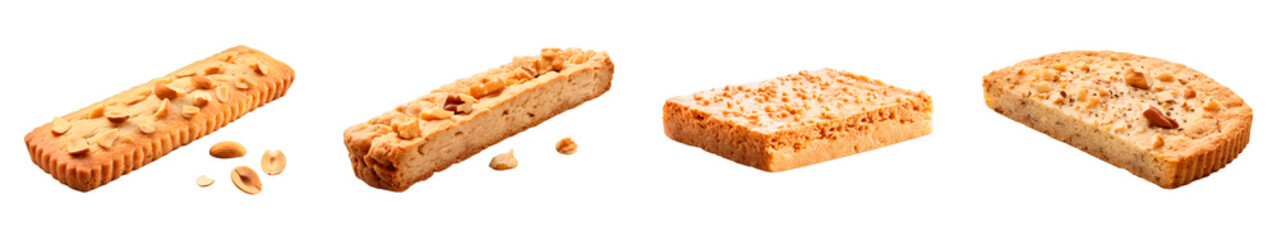 Collection of Hazelnut Shortbread isolated on transparent png background. Generative ai